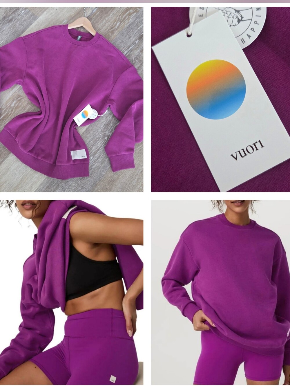 Vuori Restore Oversized Crewneck 2.0 Sweatshirt Pullover NWT Magenta Fleece